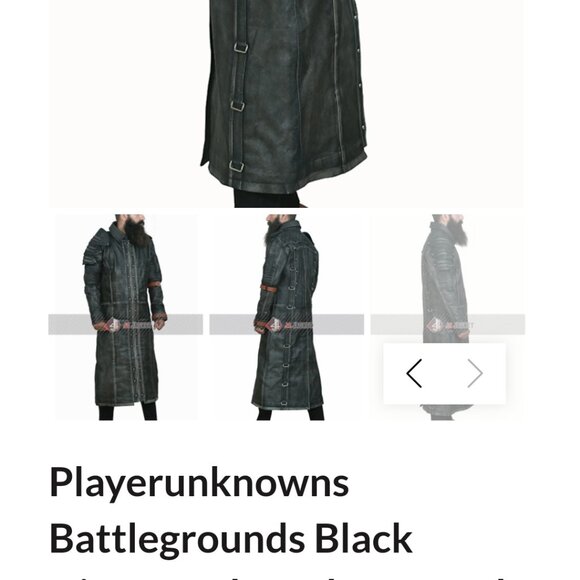 Playerunknowns Battlegrounds Black Distressed Leather Trench Coat - Picture 1 of 10